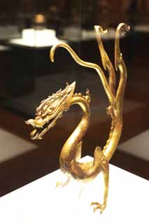 Foto, materiell, befreit, Landschaft, Bild, hat Foto auf Lager,Vergoldete Bronze Drache mit Eisenkern, Drachen, Altes China, , Legende