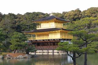 Foto, materiell, befreit, Landschaft, Bild, hat Foto auf Lager,Goldener Pavillon-Tempel Reliquiar Hall, Welterbe, Goldener Pavillon, Ashikaga Yoshimitsu, Kyoto