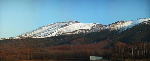 fotografia, materiale, libero il panorama, dipinga, fotografia di scorta,Mt. Asama-yama, Neve, vulcano, Bave culla, Lavico