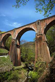 Foto, materiell, befreit, Landschaft, Bild, hat Foto auf Lager,Megane-bashi-Brcke, Gleisbrcke, Usui-Gebirgspass, Yokokawa, Die dritte Usui-Brcke