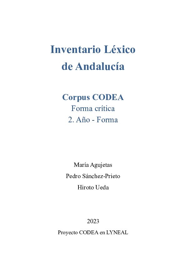 First page of “Inventario léxico de Andalucía. Corpus CODEA+ 2015”