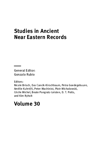 First page of “Studies in Ancient Near Eastern Records”