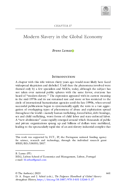 First page of “Modern Slavery in the Global Economy”