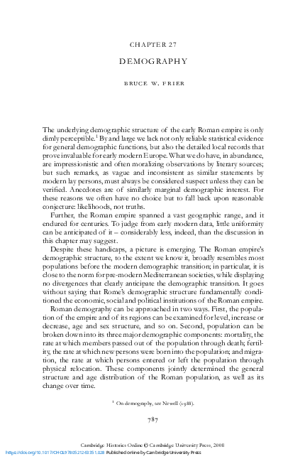 First page of “The Demography of the Early Roman Empire”