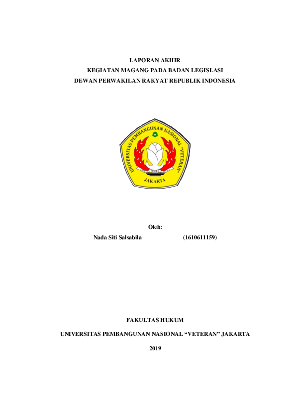 First page of “Laporan Magang DPR RI”