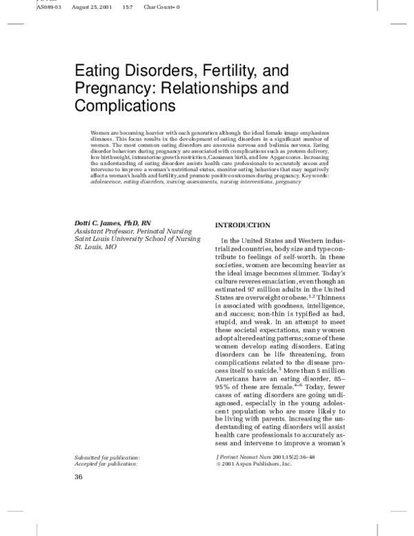 First page of “Eating Disorders, Fertility, and Pregnancy”