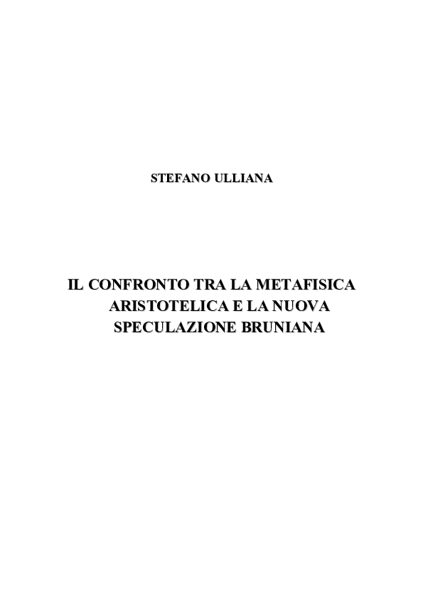 First page of “Il Confronto Tra la "Metafisica" Aristotelica E la Nuova Speculazione Bruniana”