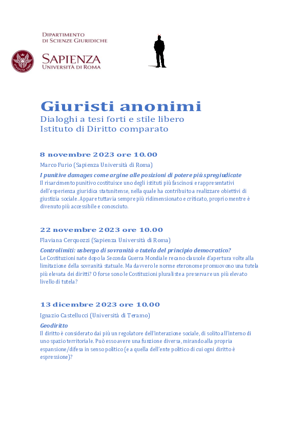 First page of “Giuristi anonimi, Roma novembre - dicembre 2023”