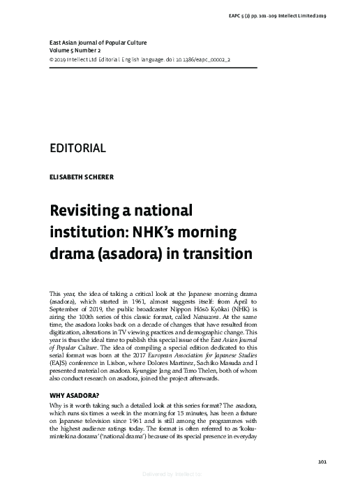 First page of “Revisiting a national institution: NHK’s morning drama (asadora) in transition”