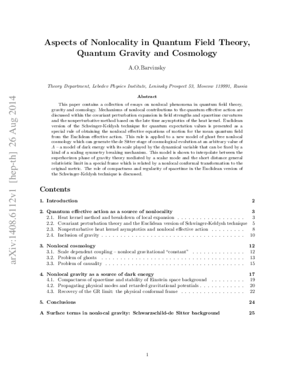 First page of “Quantum Gravity and Cosmology”