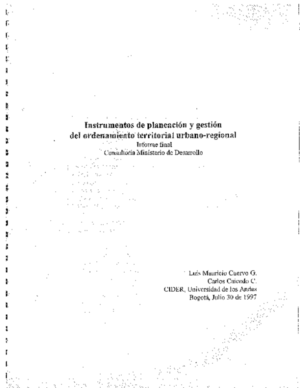 First page of “INSTRUMENTOS DE PLANEACION Y GESTIÓN DEL ORDENAMIENTO TERRITORIAL URBANO-REGIONAL”