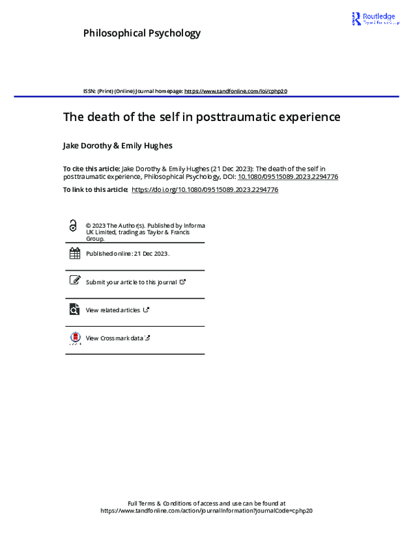 First page of “The death of the self in posttraumatic experience”