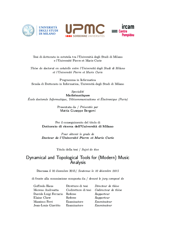 First page of “Dynamical and topological tools for (modern) music analysis”