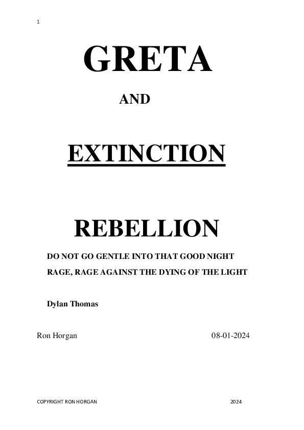 First page of “GRETA AND EXTINCTION REBELLION”