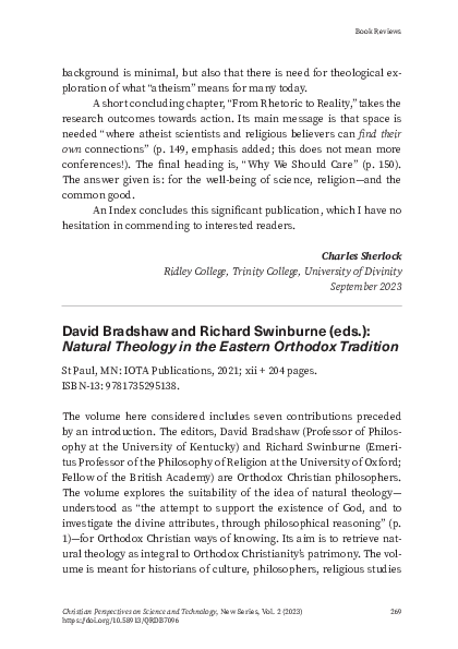 First page of “Review of Natural Theology in the Eastern Orthodox Tradition”