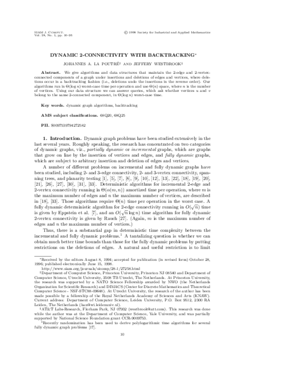 First page of “Dynamic 2-Connectivity with Backtracking”