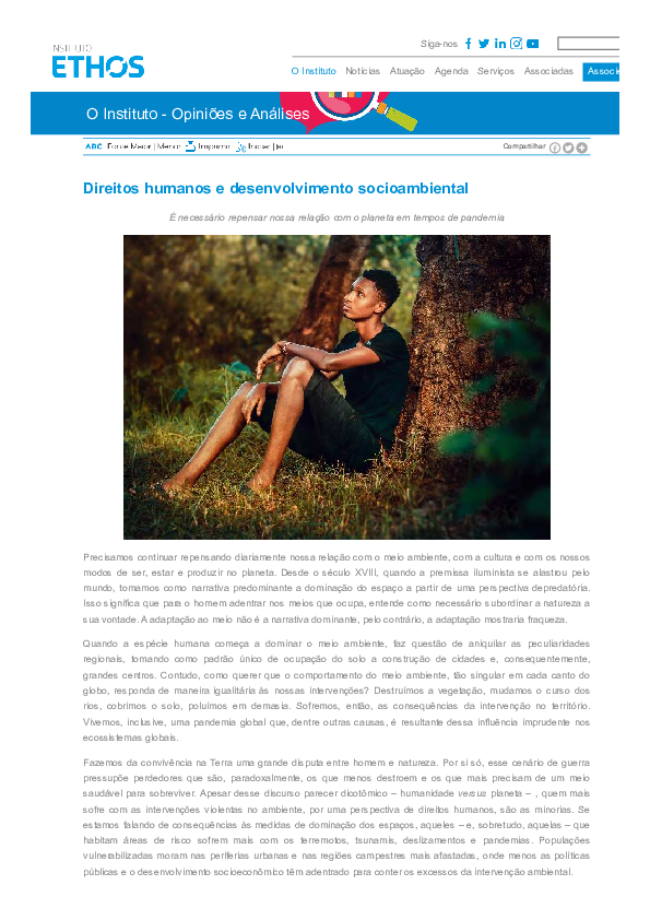 First page of “Direitos humanos e desenvolvimento socioambiental”