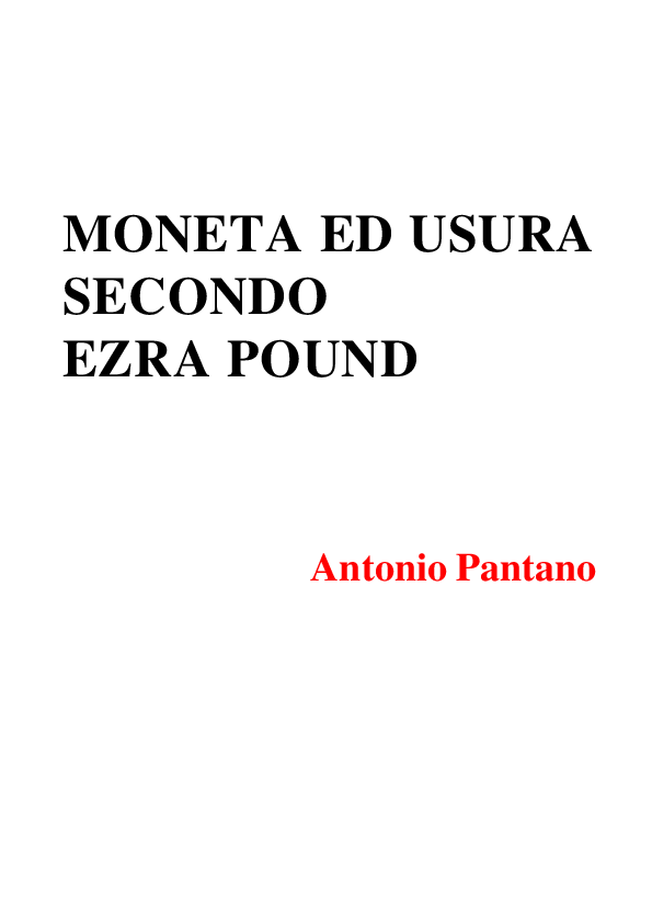 First page of “MONETA ED USURA SECONDO EZRA POUND”