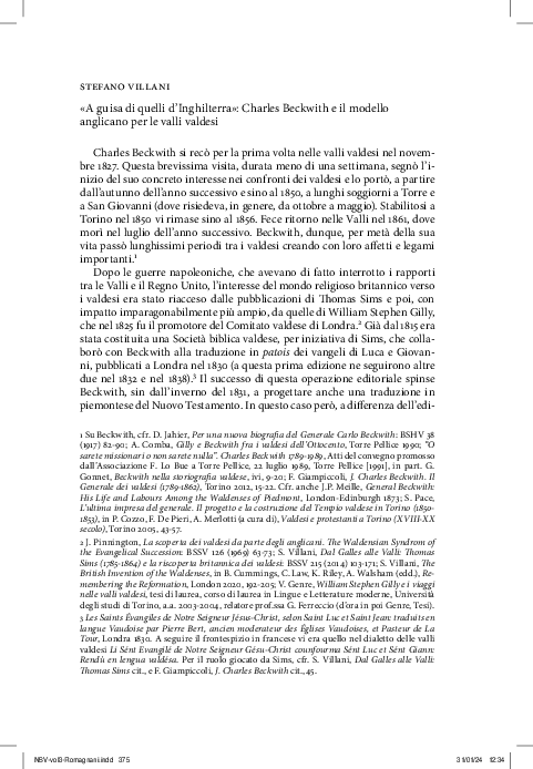 First page of “Villani Stefano, «A guisa di quelli d’Inghilterra»”