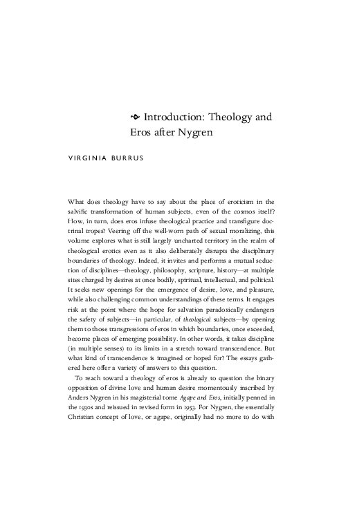 First page of “Introduction: Theology and Eros after Nygren”