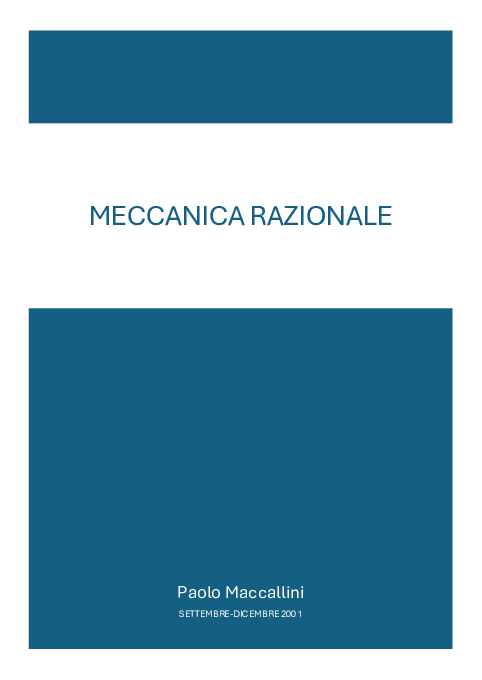 First page of “Meccanica Razionale”