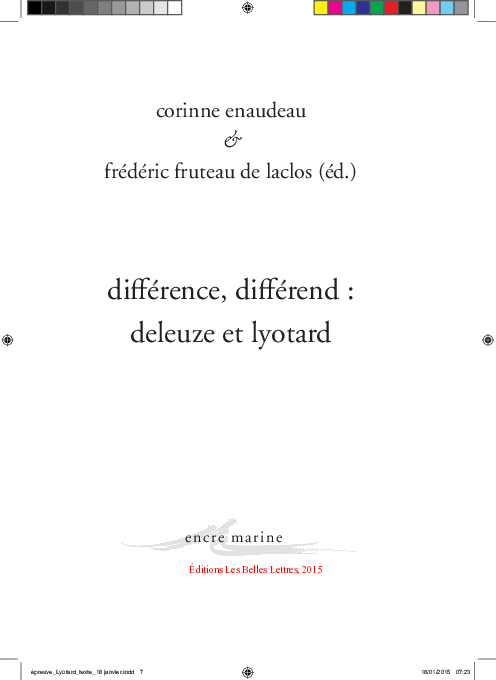 First page of “Deleuze et Lyotard - l'inhumain (2015)”