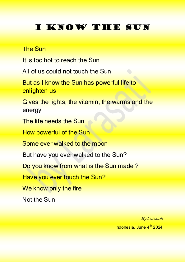 First page of “I know the Sun”