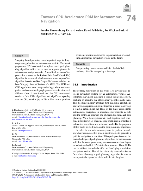 First page of “Towards GPU-Accelerated PRM for Autonomous Navigation”