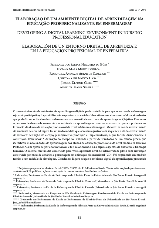 First page of “Developing a Digital Learning Environment in Nursing Professional Education”