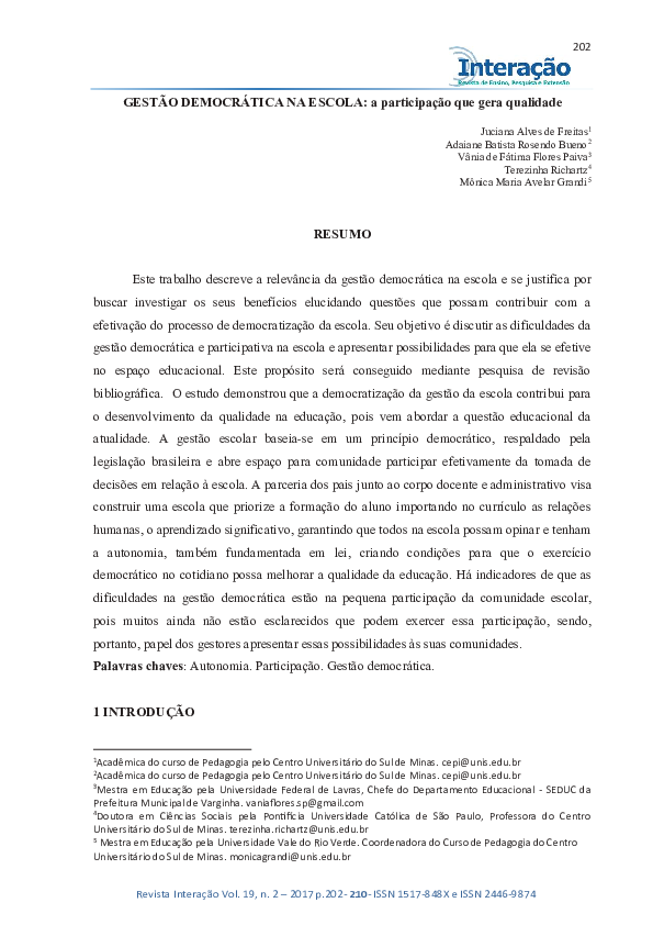 First page of “Gestão Democrática Na Escola”