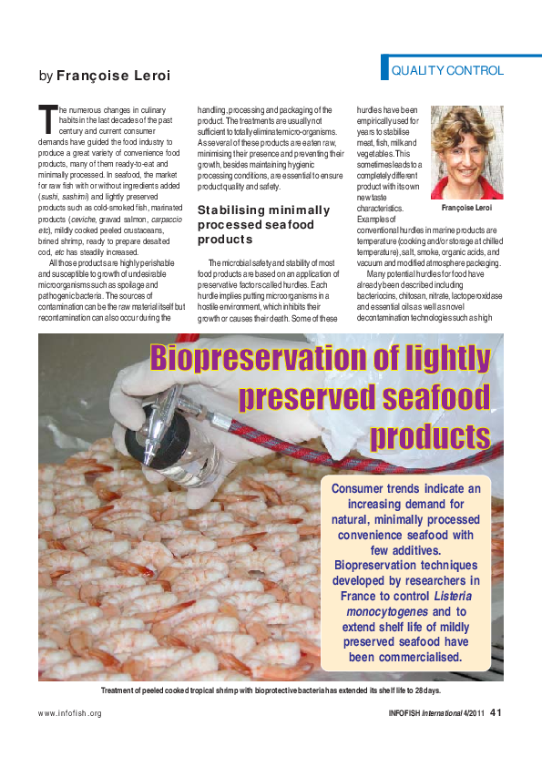 First page of “Biopreservation of lightly preserved seafood products”