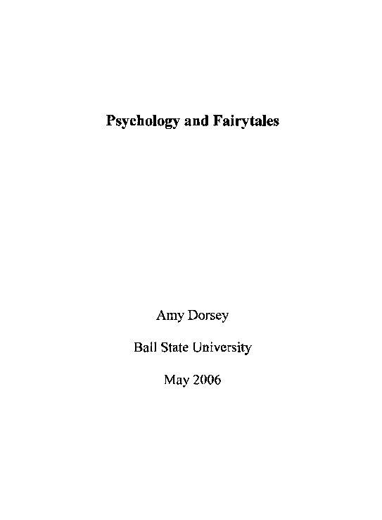 First page of “Psychology and fairytales : an honors thesis (HONRS 499)”