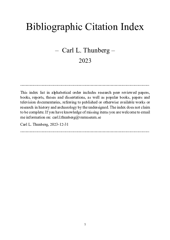 First page of “Bibliographic Citation Index 2023”