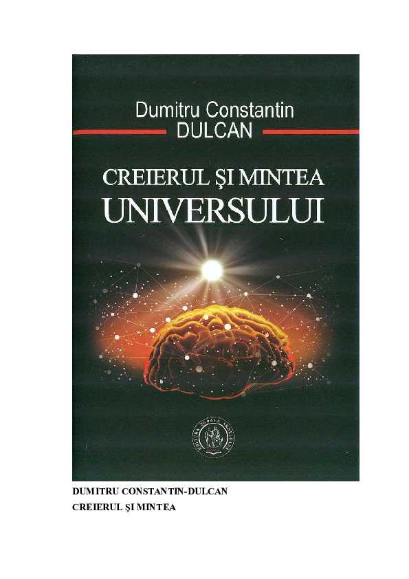 First page of “Dumitru Constantin Dulcan - Creierul si mintea universului”