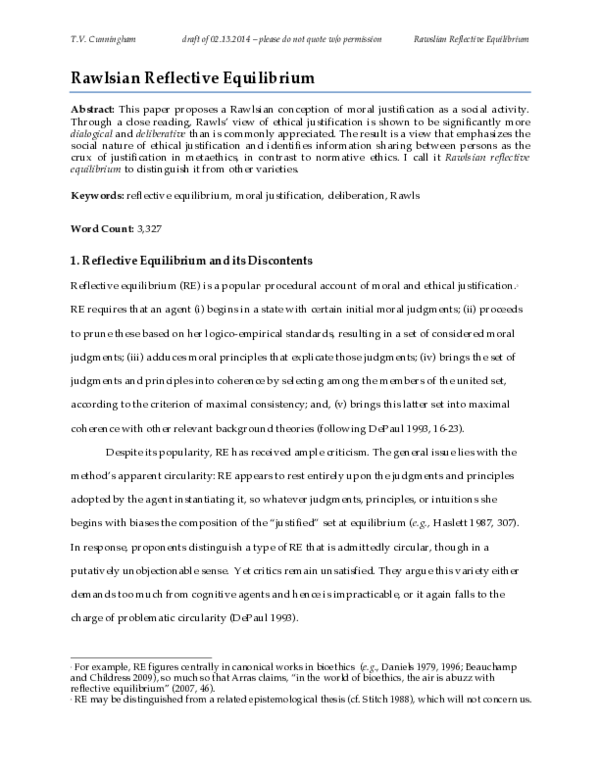 First page of “Rawlsian Reflective Equilibrium”