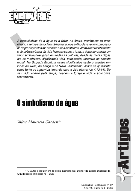 First page of “O simbolismo da água”