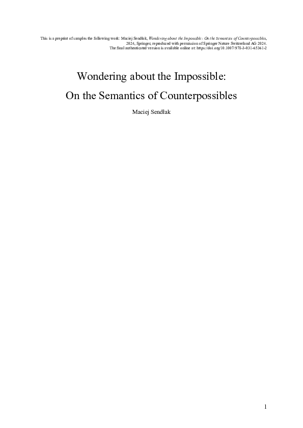 First page of “Wondering about the Impossible: On the Semantics of Counterpossibles”