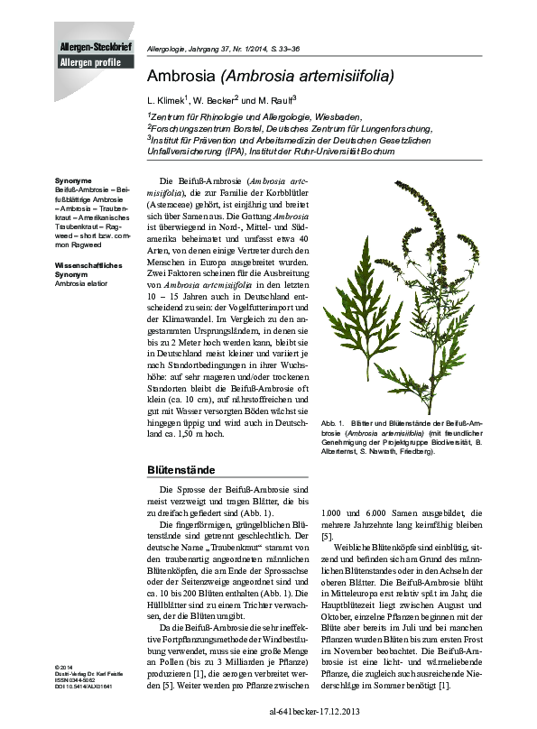 First page of “Ambrosia (Ambrosia artemisiifolia)”