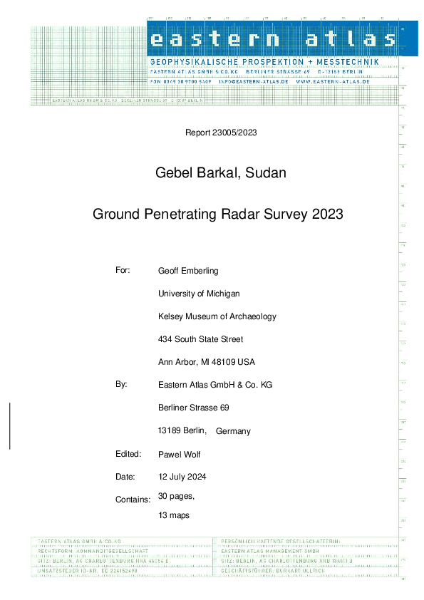 First page of “J. Barkal Geophysics Report 2023”