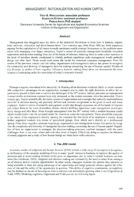 First page of “Management : rationalization and human capital”