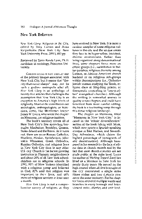 First page of “New York Believers”