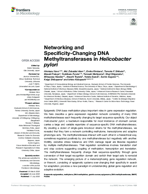 First page of “Networking and Specificity-Changing DNA Methyltransferases in Helicobacter pylori”