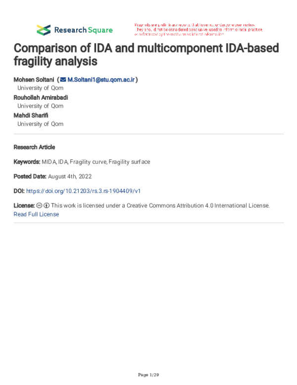 First page of “Comparison of IDA and multicomponent IDA-based fragility analysis”