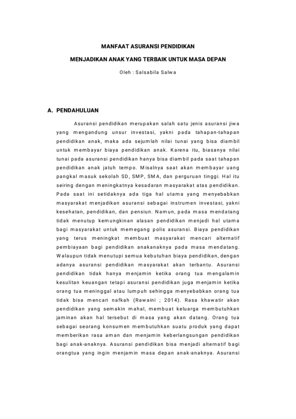 First page of “Asuransi pendidikan”