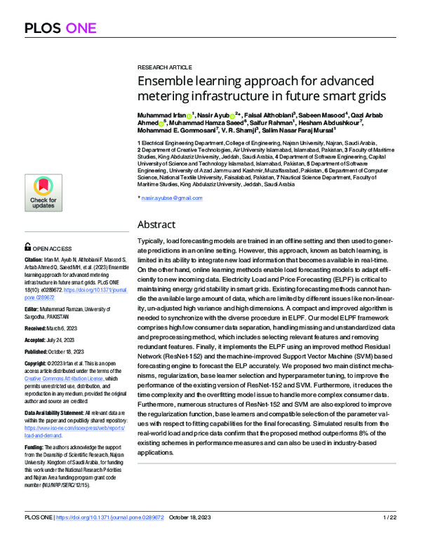 First page of “Ensemble learning approach for advanced metering infrastructure in future smart grids”