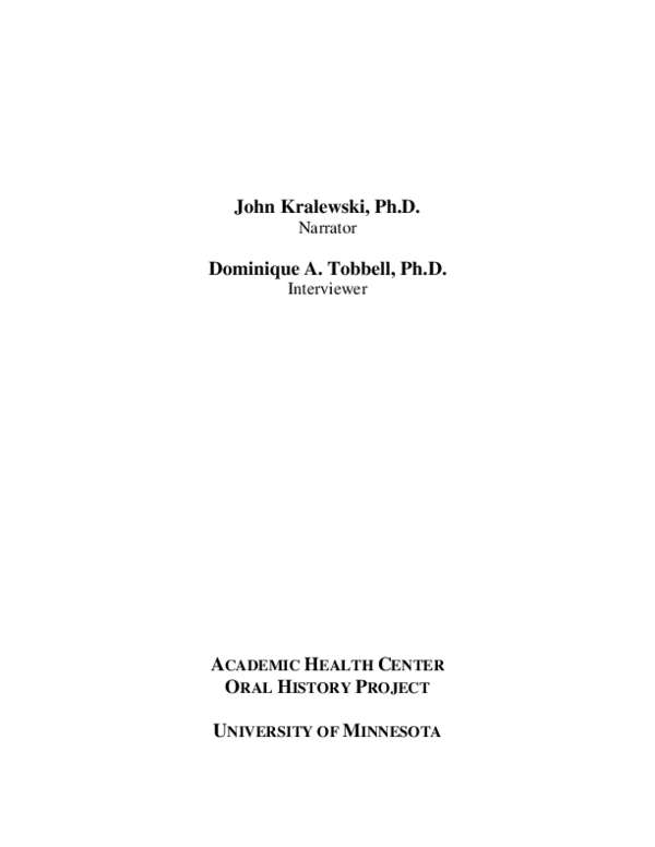 First page of “Interview with John Kralewski”