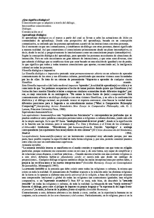 First page of “Que significa dialogico”