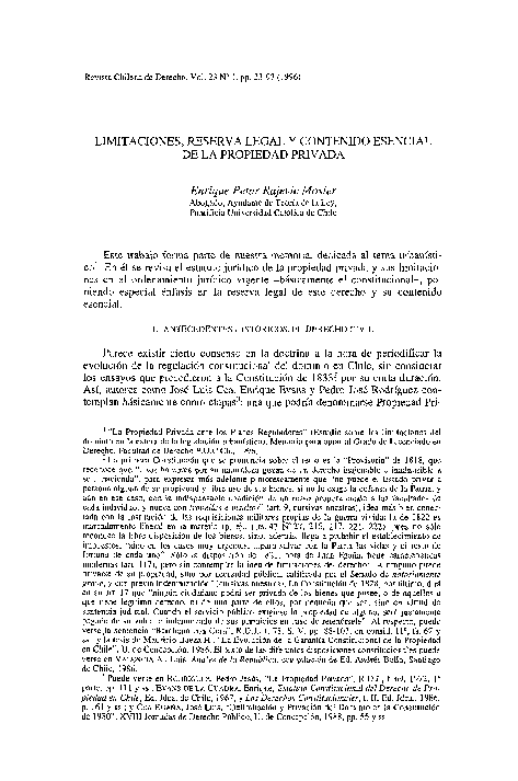 First page of “Limitaciones, Reserva Legal y Contenido Esencial de la Propiedad Privada”