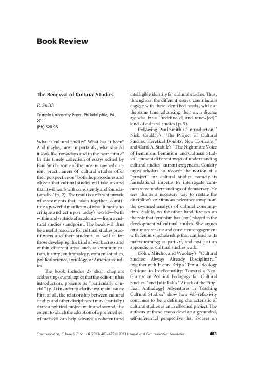 First page of “Review of "The Renewal of Cultural Studies" ”