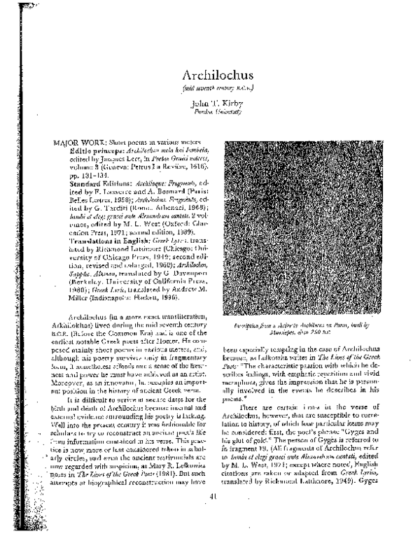 First page of “Archilochus [encyclopaedia article]”